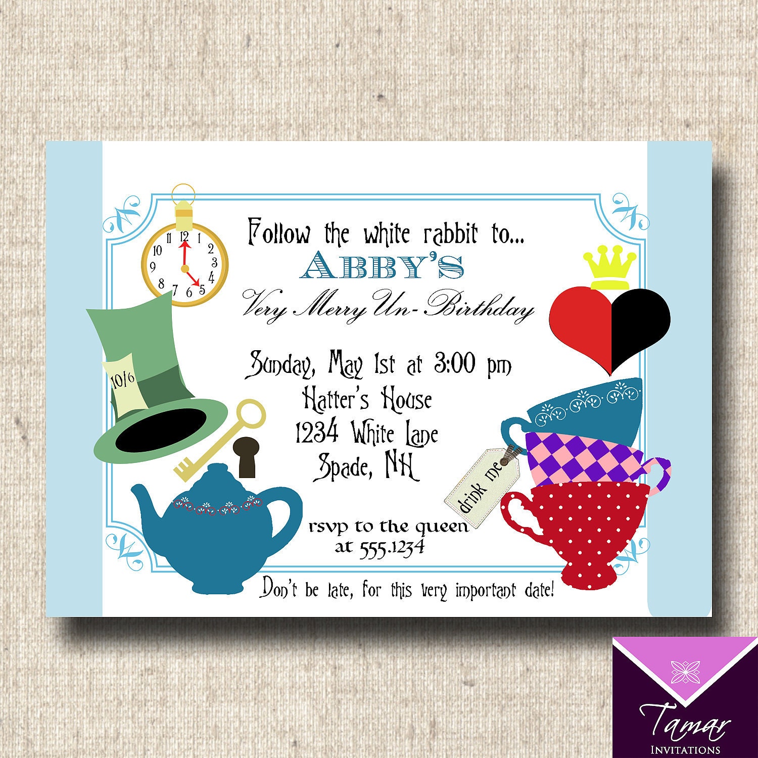 Printable Alice in Wonderland Party Invitations and Labels for Place/Tent Cards Il_170x135