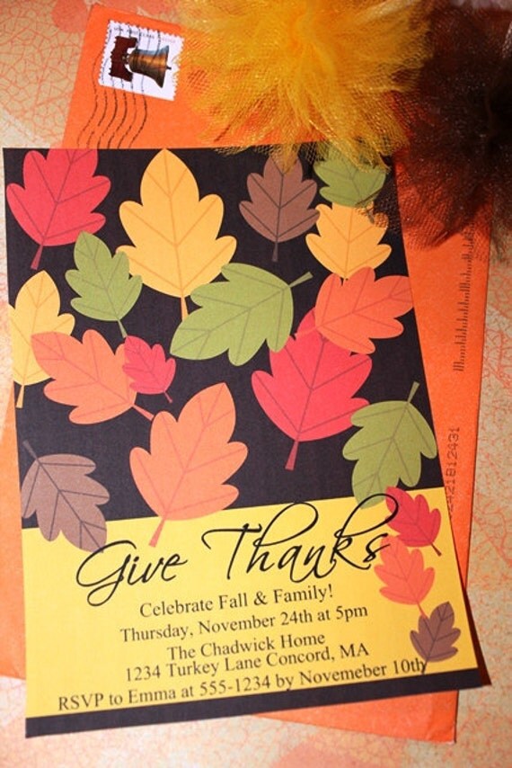 Printable Thanksgiving Dinner Party Invitation - Give Thanks Il_570xn