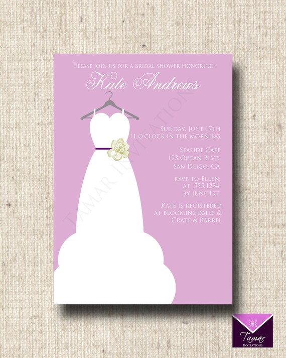 Printable Bridal Shower Invitation Card - Elegant Bridal Dress Il_570xn