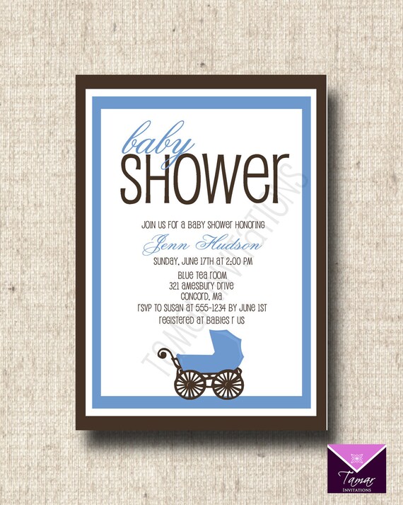 Printable Baby Shower Invitation - Modern Stroller Il_570xn