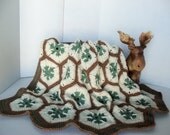 Green and Brown Hexagon Blanket / Lapghan / Toddler Afghan