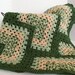 Granny Square Afghan -Green and Tan Stacked Design