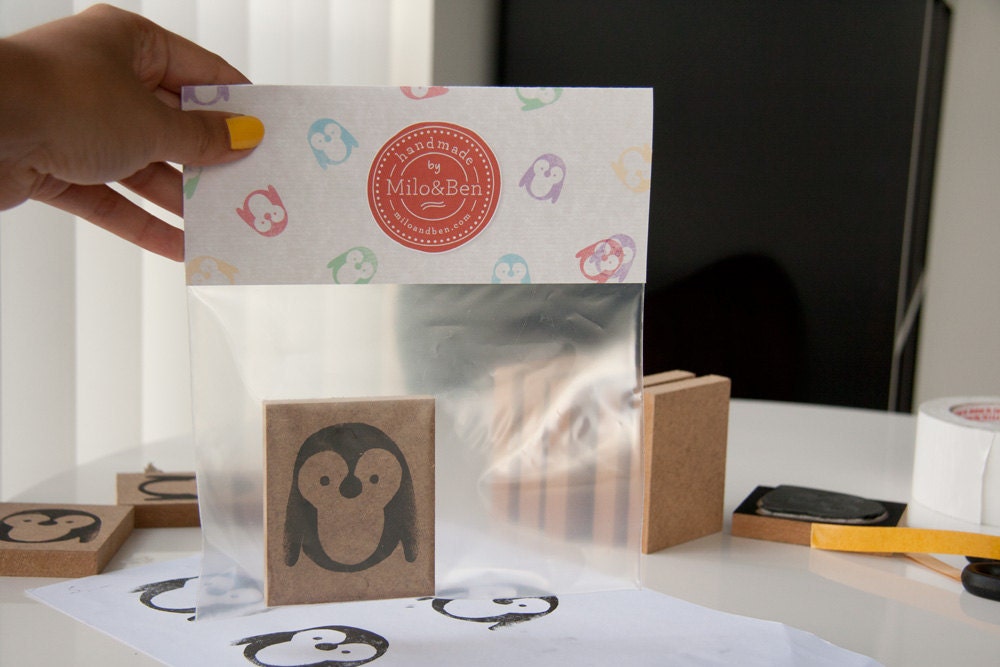 Reserved for Ingun - Hand Carved Penguin Stamp