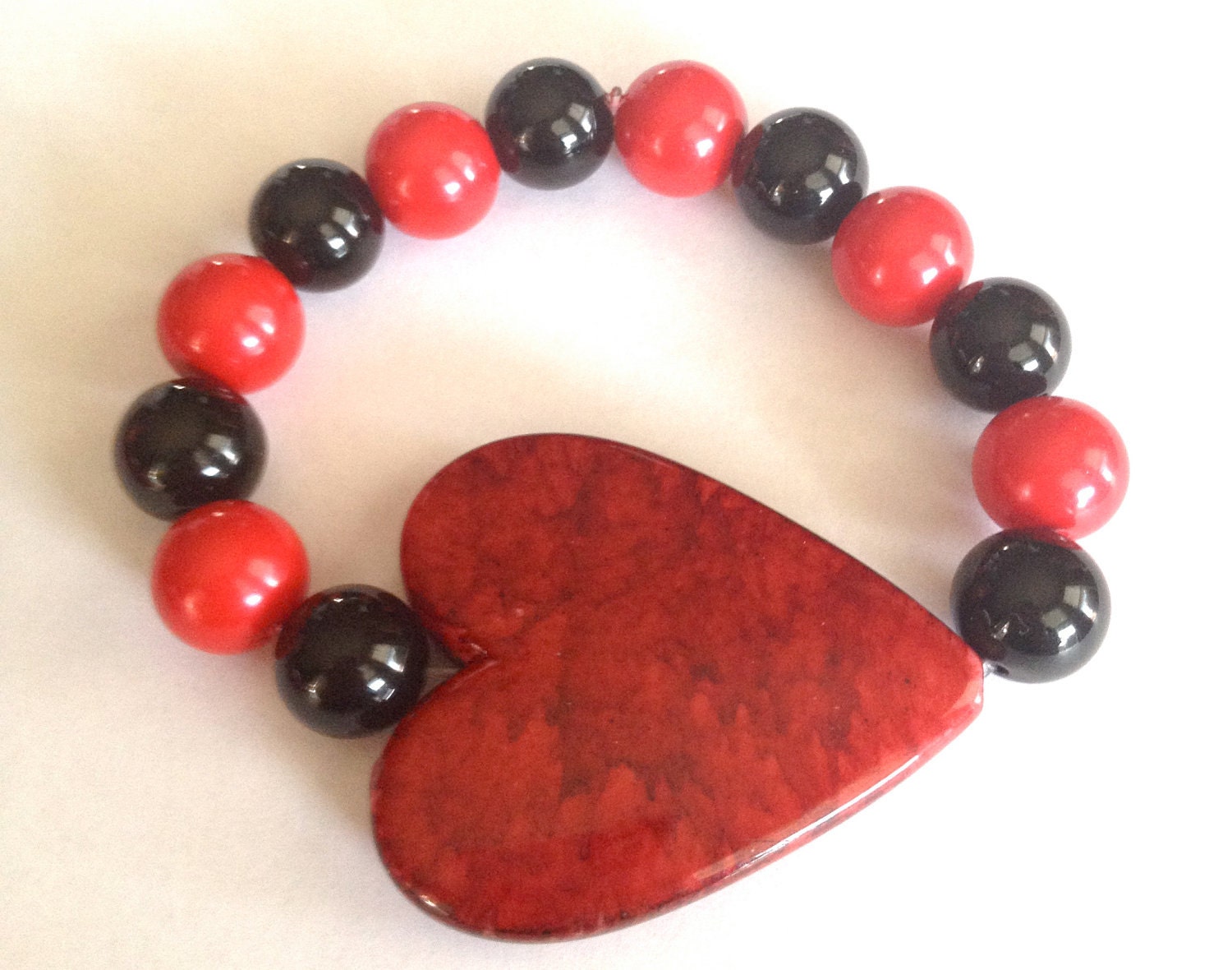 Large Red Heart Bracelet FREE SHIPPING
