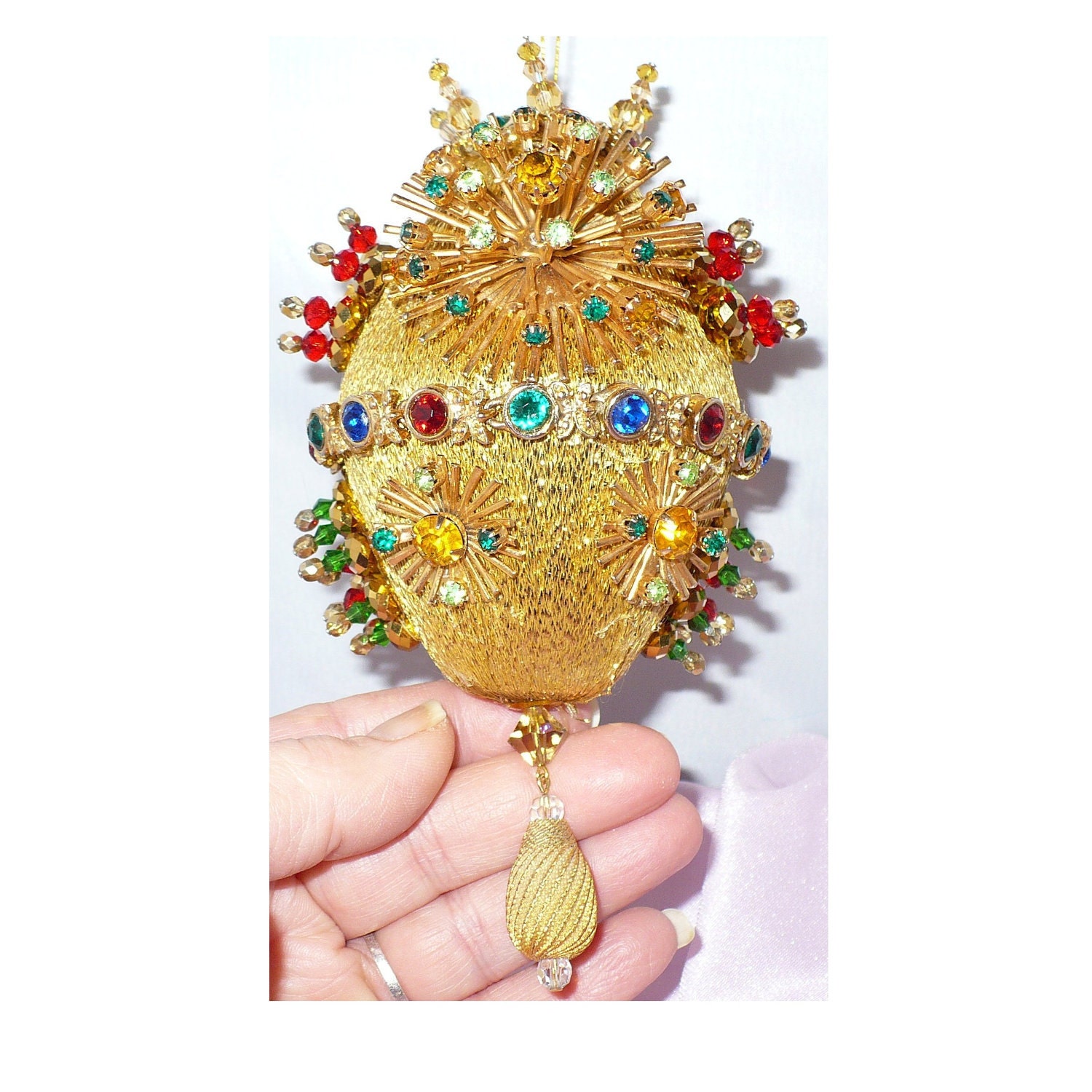 Vintage Jewelry Ornament Gold Rhinestones Swarovski Crystals