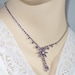 RESERVED Vintage Purple Rhinestone Necklace/Choker - Center Flower Drop