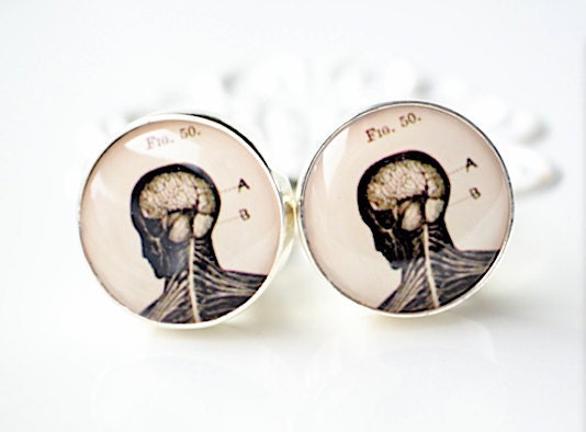 Human Brain Anatomy cufflinks by White Truffle
