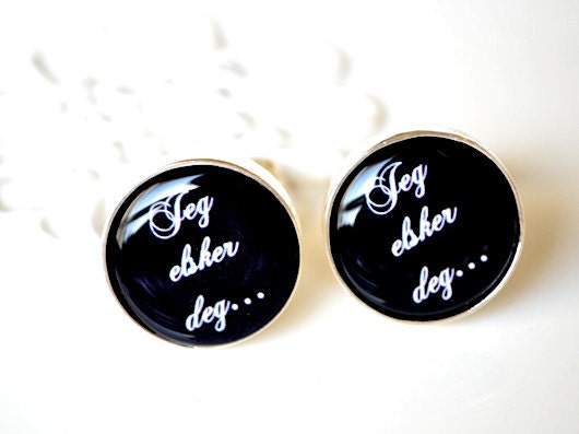 Jeg Elsker Deg Cufflinks - I love you in Norwegian by White Truffle - Wedding day cufflinks for the groom and father fashion