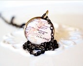 Vintage Map Antique Brass Pendant - Custom pendant necklace - Personalized Keepsake gift