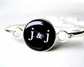 Custom initial love bracelet Personalized initial handstamped bracelet - bangel bracelet, name bracelet, custom initial bracelet