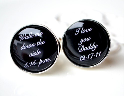 Father of the Bride walk me down the aisle custom time and date cufflinks - Keepsake gift for your wedding day