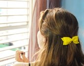 Yellow bow hair clip - cute felt bow barrette, spring accessory for women and girls