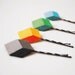 pixels bobby pins - color block clips ,geometric accessories,set of 4 ,green, blue, yellow and gray.
