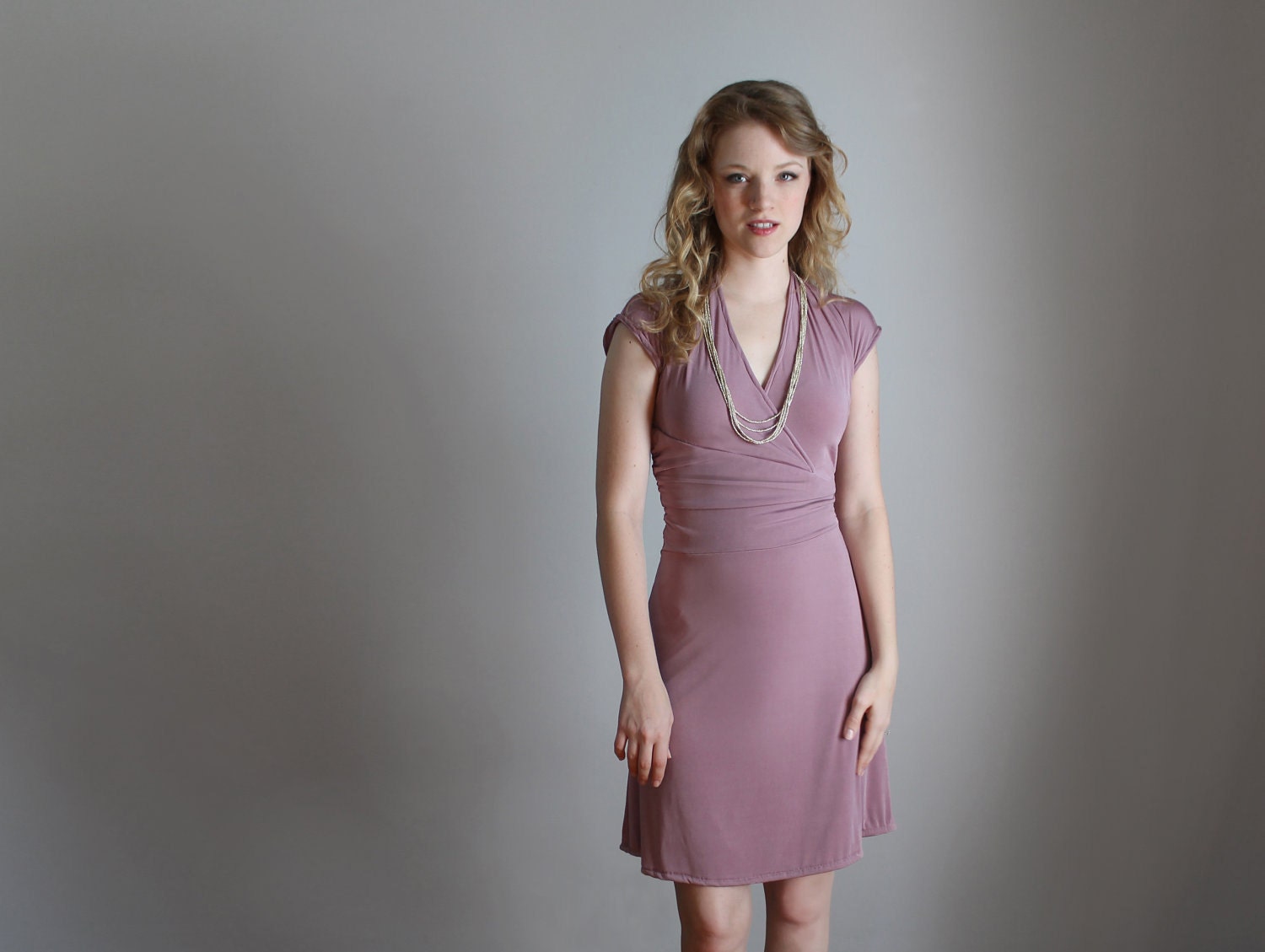 Pink dress - Cynthia knit faux wrap
