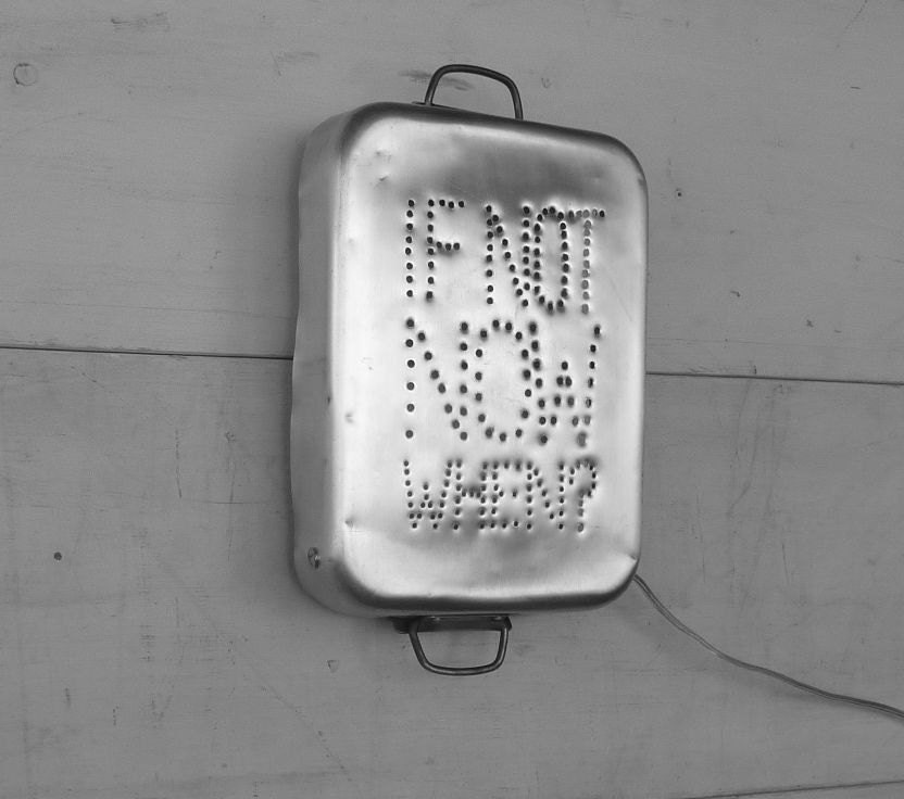 Industrial InSight Light for wall --- If Not Now When --- Repurposed from Aluminum Vintage Italian Baking Pan --- Medium