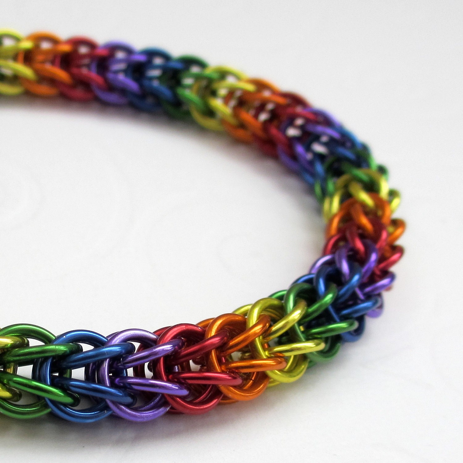 Rainbow chain maille bracelet Full Persian weave