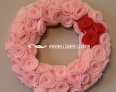 Handmade Pink Felt Rosette Wreath