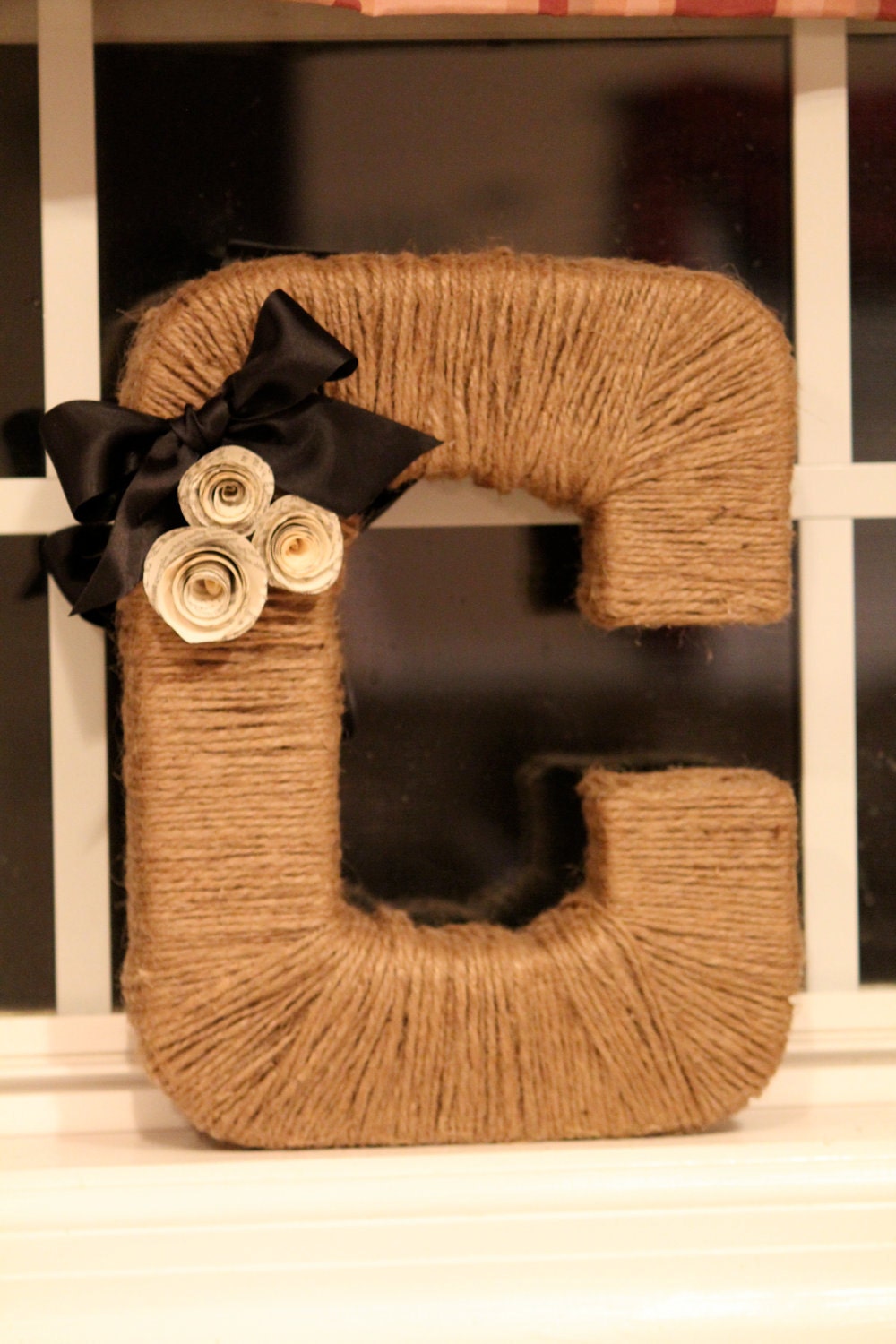 Jute Monogram Wreath with Book Page Rosettes