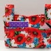 Walker Tote Bag in Reds, Turquoise, White Floral Print with Lace Embellishment