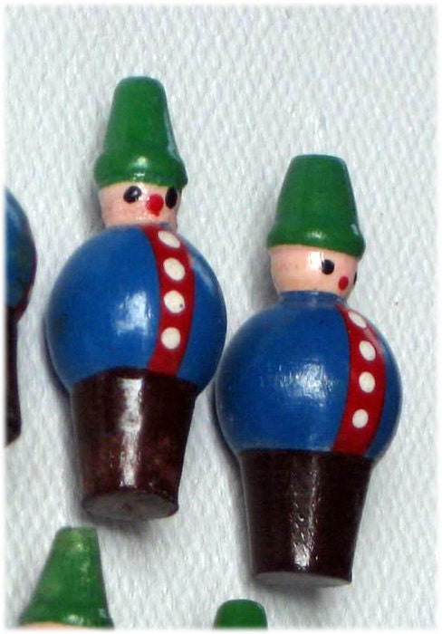 10 Vintage Wooden Japanese Buttons Little Boy Blue Hand-Painted 1" Gents offered by Elizabeth Rosen