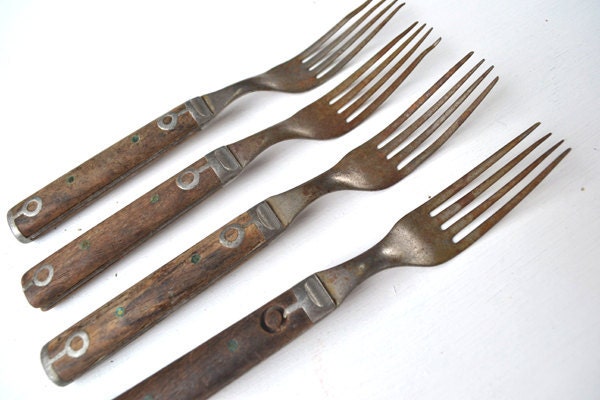 vintage cutlery INSTANT COLLECTION of 4 amazing forks vintage flatware civil war antique cutlery offered by Elizabeth Rosen
