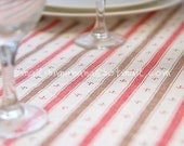 8990C - 1 yard Japanese Cotton Linen Fabric - Sea Anchor Stripe - Brown and Red Listing Stats