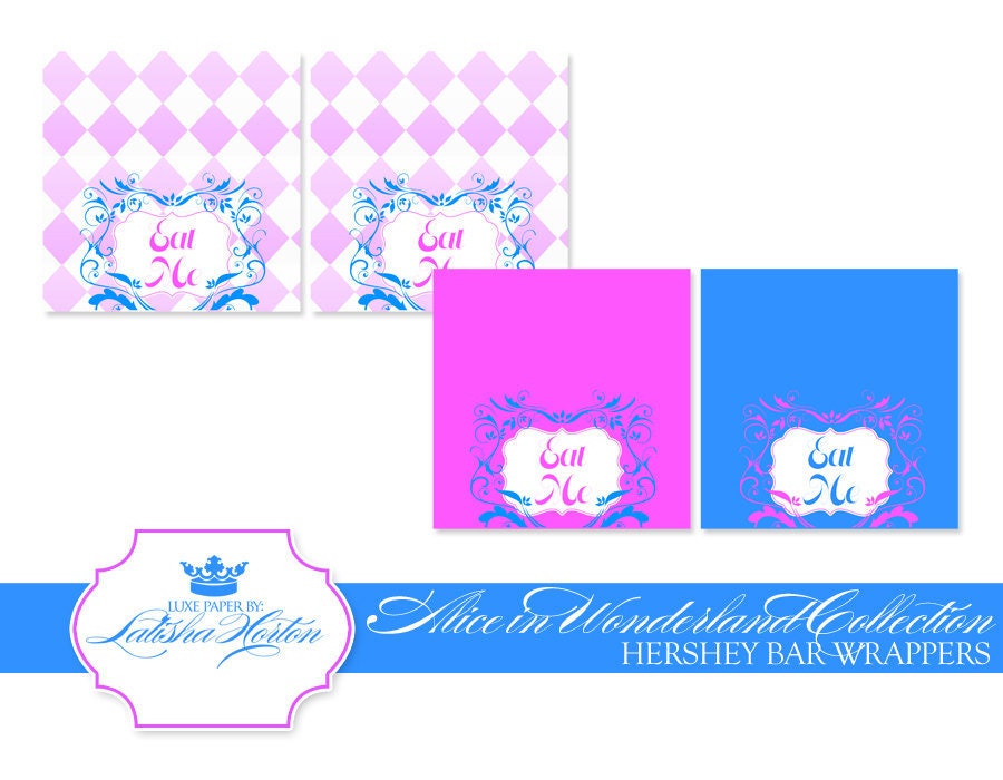 Alice In Wonderland Inspired Party - Printable Hershey Bar Wrappers