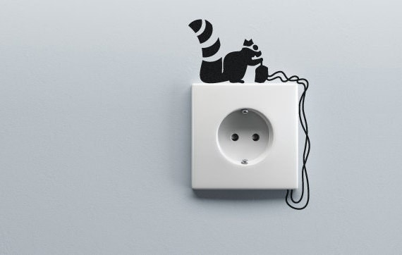 Squirrel robber wall decal sticker for wall switches and electrical sockets