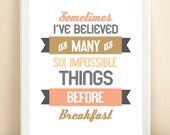 Peach, Pink, and Gold 'Six Impossible Things' print poster