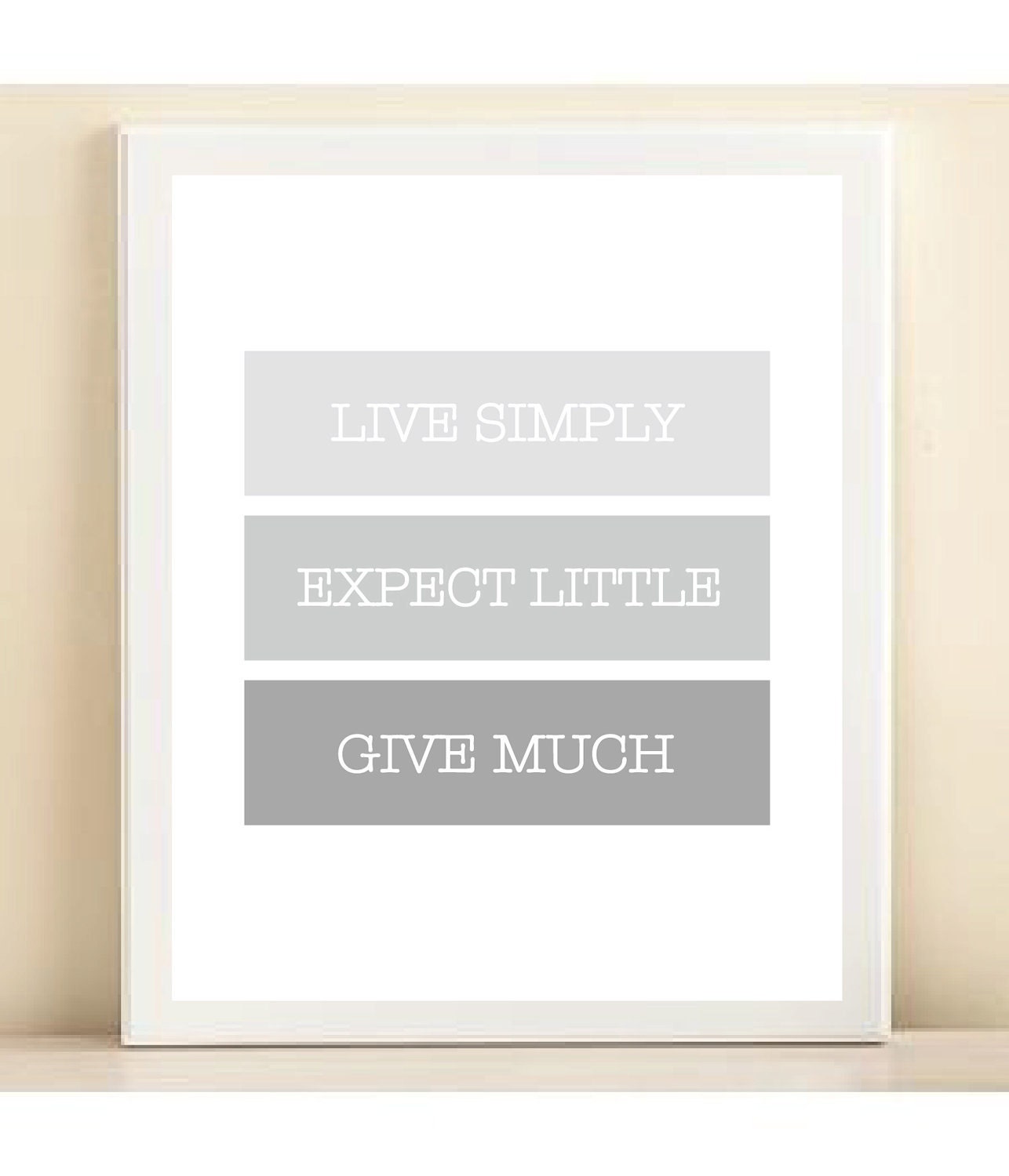 Grey "Live Simply" print poster