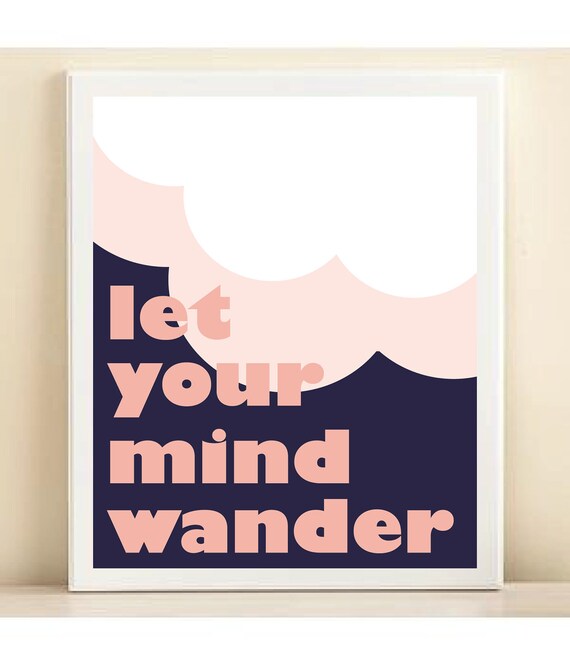 Tory Burch Inspired. Pink & Navy 'Let Your Mind Wander' print poster