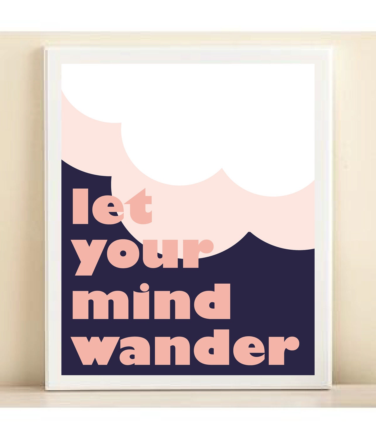 Tory Burch Inspired. Pink & Navy 'Let Your Mind Wander' print poster