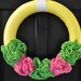 Easter Wreath. Yellow Wreath Bright Summer Wreath, Yellow Polka Dot Flower Doilie Indoor Wreath OOAK
