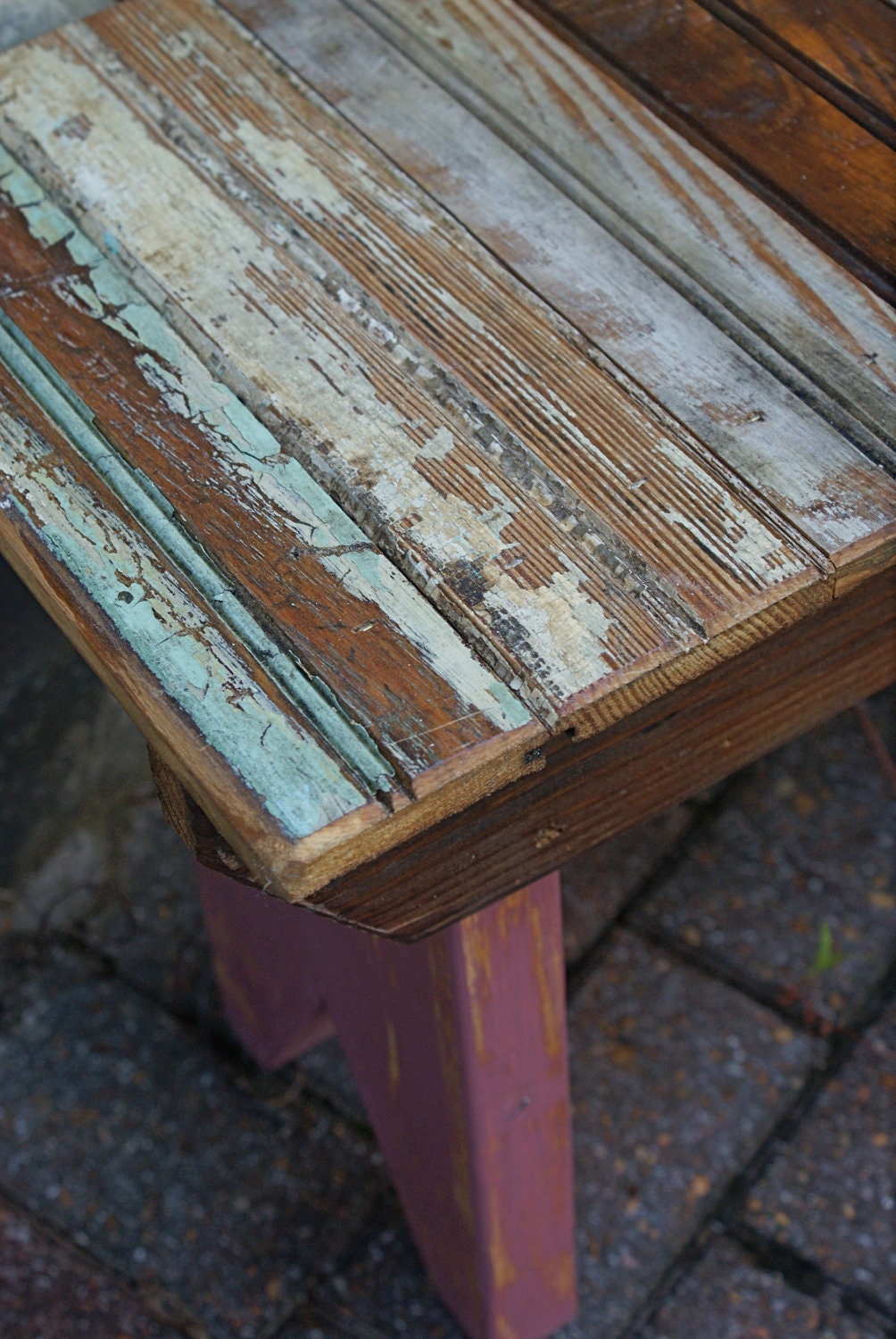 Reclaimed Bead Board Small Wooden Bench Outdoor Furniture Home Decor Rustic