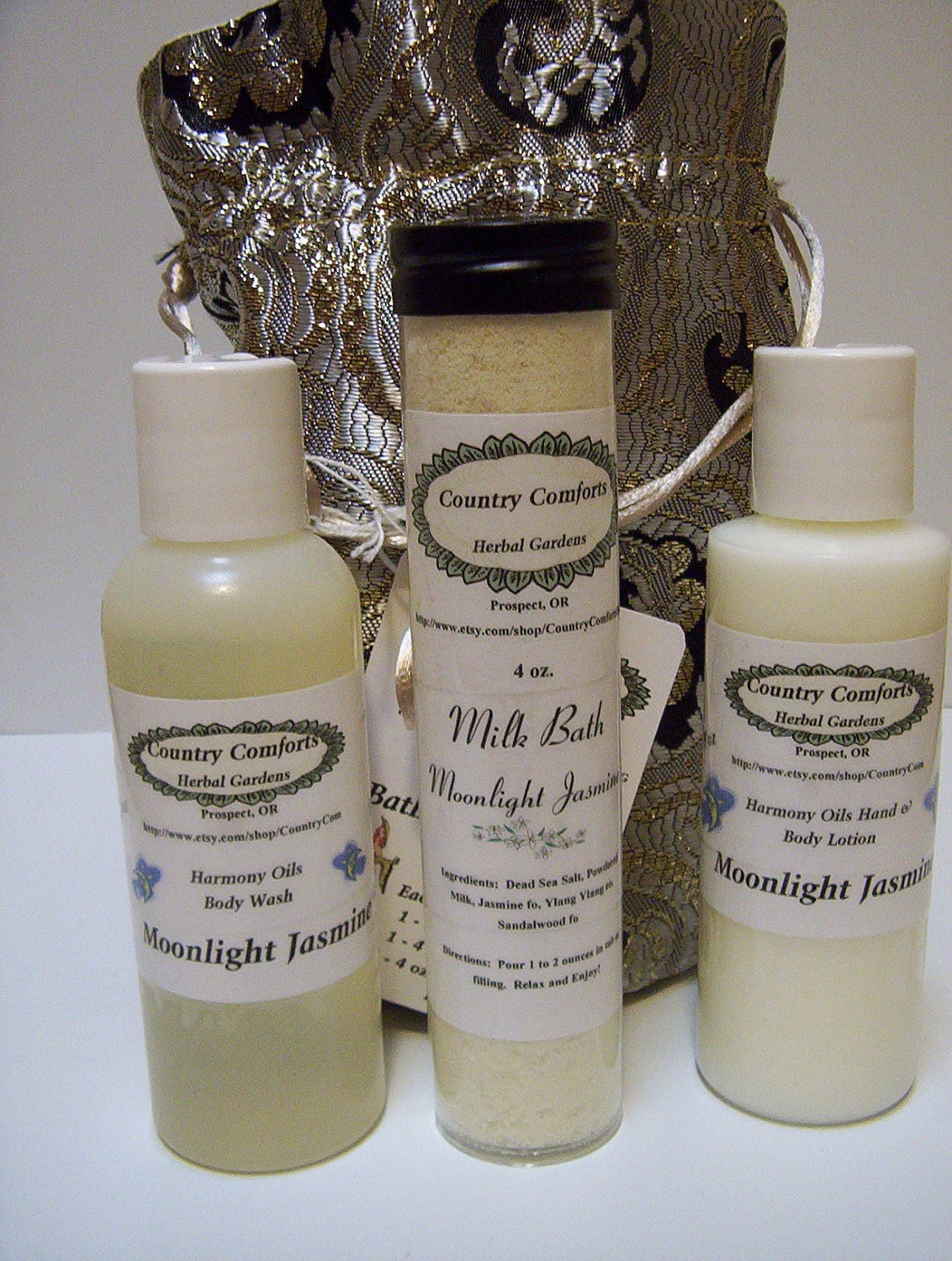 On Sale - Bath & Body Gift Bag - Choose from 4 fragrances - 1 - 4 oz each of Body Wash, Milk Bath, Hand Lotion, Free Lip Balm