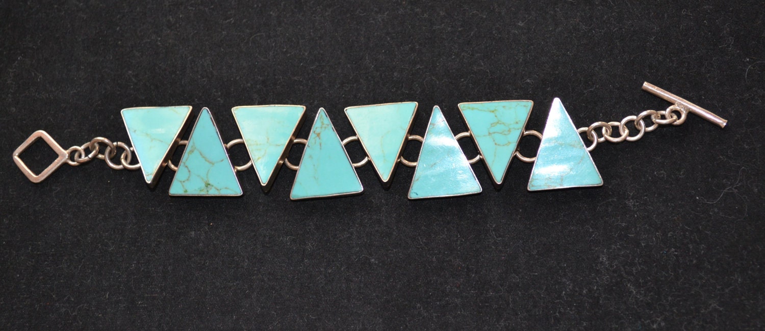 Sterling Silver and TURQUOISE Bracelet, Vintage Collectors Item, FREE U S A Shipping