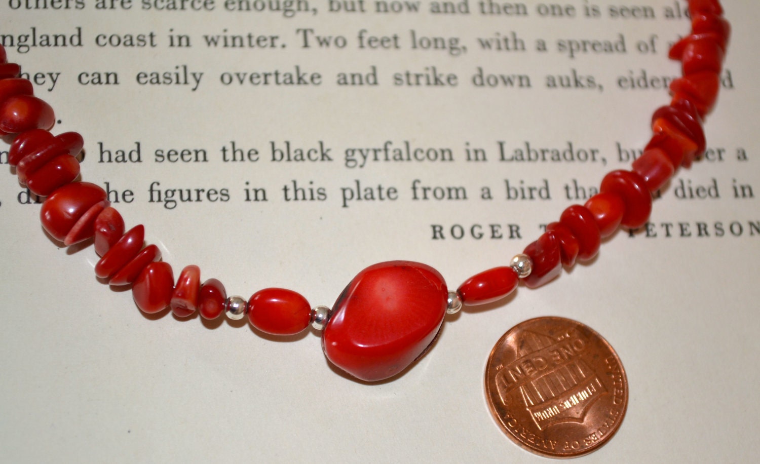 Red Stone Choker With an ABRUS Seed in the Middle in Silver Tone, Half Off Plus Free USA Shipping