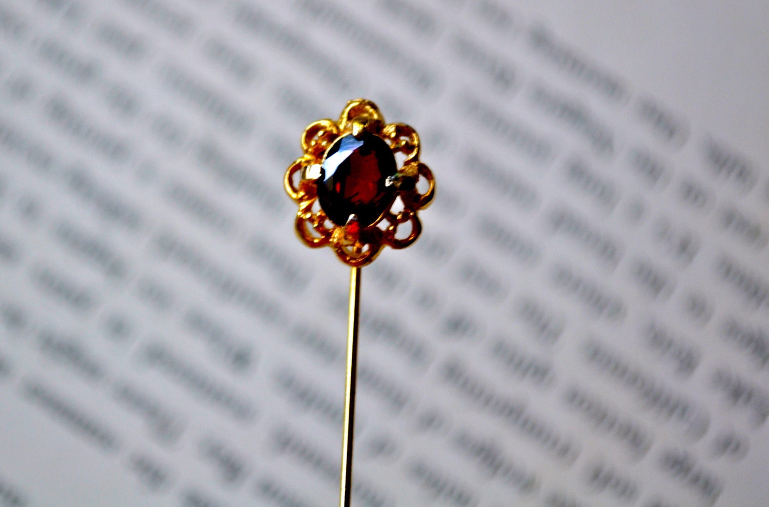 Garnet Rhinestone Brooch/Pin in Gold tone, Vintage Pin, Half Off Sale Plus Free USA Shipping