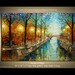 ORIGINAL Abstract Modern Landscape Palette Knife Painting Bridge at Night on Canvas from P. Nizamas 36" x 24"
