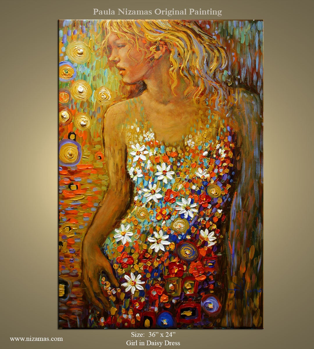 Reserved for Herbert Original Oil Palette Knife painting on canvas panel ready to hang from Paula Nizamas 36" x 24"