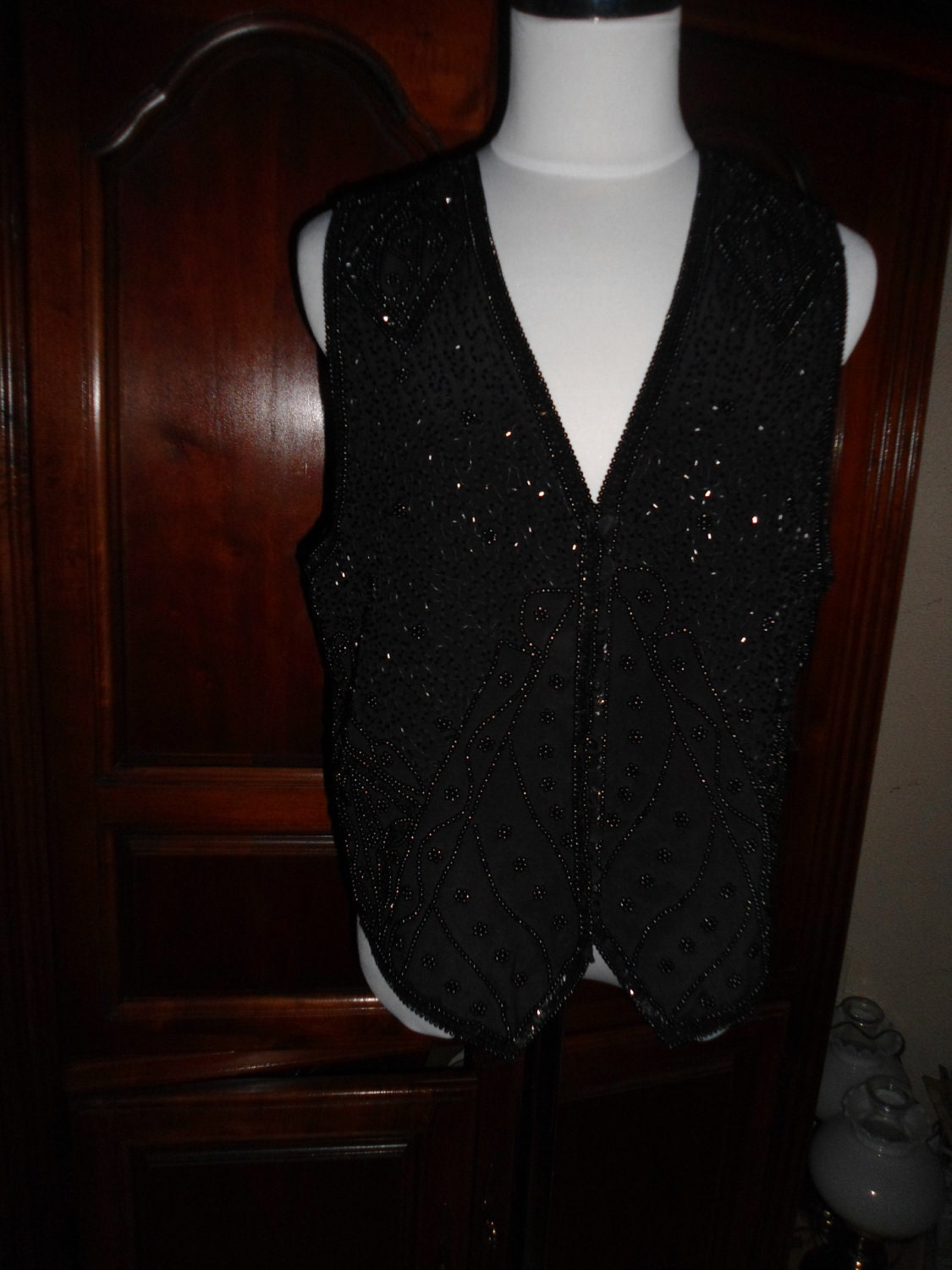 Black beaded  vest size small