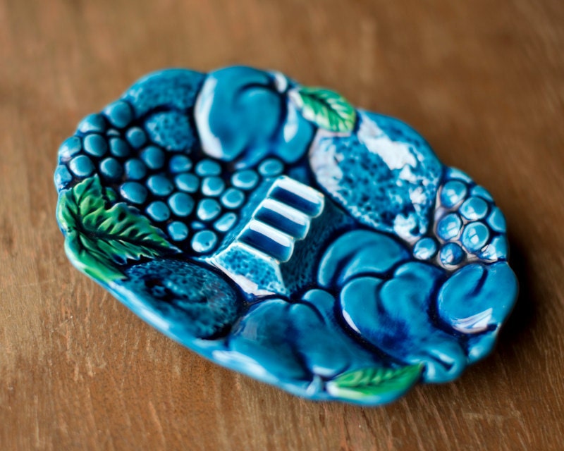 Awesome Blue Fruit Vintage Ashtray