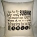 You Are My Sunshine Pillow, Baby Room Typography Cushion, Modern, Shabby Chic, Ivory Affordable Home Decor, Words, Song
