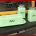 3 PC. Mint Green Retro Butter Dish/Salt Pepper