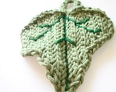 Wash cloth - Crochet ivy leaf - Woodland cotton leaf scrubbie