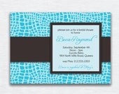 Becca Animal Print PRINTABLE Invitation Card. Aqua Blue Crocodile. Birthday, Bridal or Baby Shower, Wedding, Save the Date. Customizable.