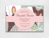 Mod Floral Baby Shower Invitation Bridal Shower Baptism Birthday Mod Wedding Save the Date. DIY Digital or Printed - Annabel style