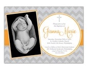 Photo Baptism Invitation Photo Christening Invitation Girl or Boy Modern Chevron Cross DIY Digital or Printed - Gianna Collection