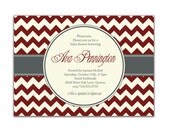 Chevron Bridal Shower Invitation Chevron Baby Shower Invitation Modern Garnet & Ivory DIY Printable or Printed - Ava Style