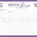 Recipe Card Bridal Shower Purple Floral 5x7 4x6 3x5 DIY Printable or Printed Fill-In Recipe Card Retro Flowers - Priscilla Style